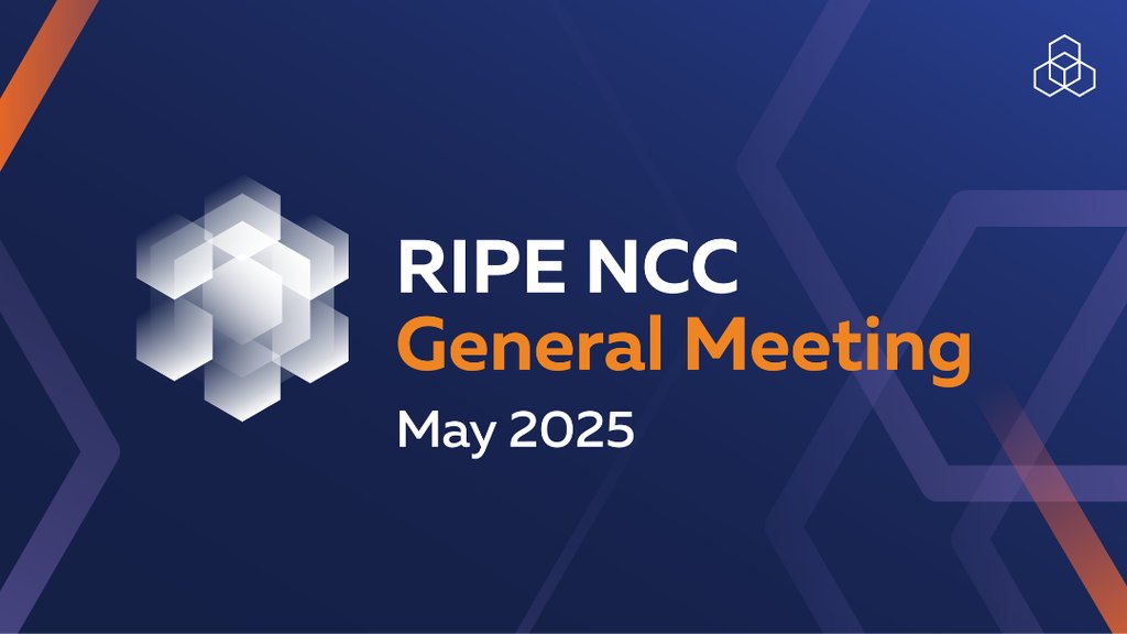 A blue background with the text RIPE NCC General Meeting May 2025.