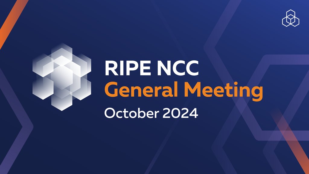 A blue background with the text RIPE NCC General Meeting October 2024.